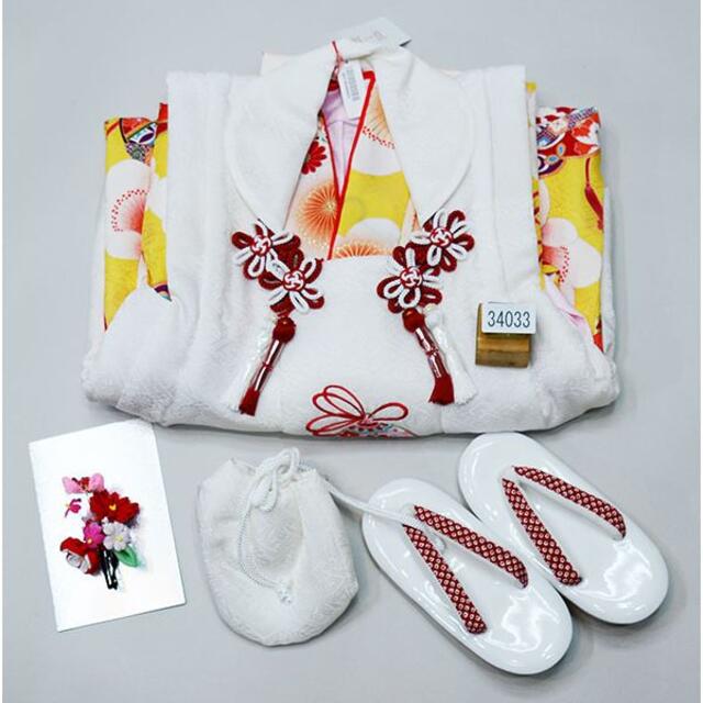 七五三 三歳 女児 被布着物フルセット 正絹 日本製 紅一点 NO34033