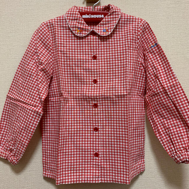 mikihouse(ミキハウス)のミキハウス/チェック柄ブラウス120cm/赤 キッズ/ベビー/マタニティのキッズ服女の子用(90cm~)(ブラウス)の商品写真