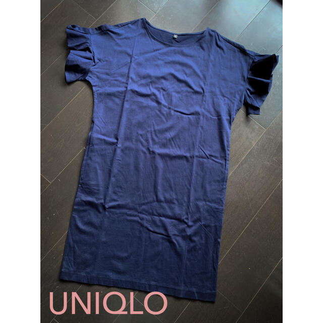 UNIQLO(ユニクロ)のユニクロ 【未使用】フリル袖Tシャツワンピース M レディースのワンピース(ひざ丈ワンピース)の商品写真