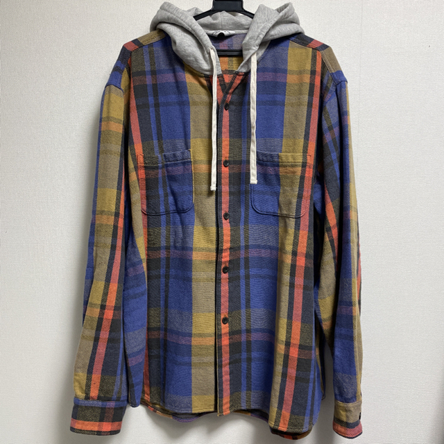 HOOD CHECK SHIRT -BLUE CHECK- サイズ3トップス