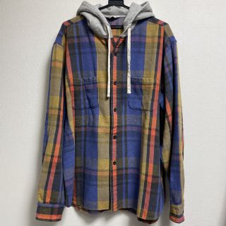 アンユーズド(UNUSED)のHOOD CHECK SHIRT -BLUE CHECK- サイズ3(シャツ)