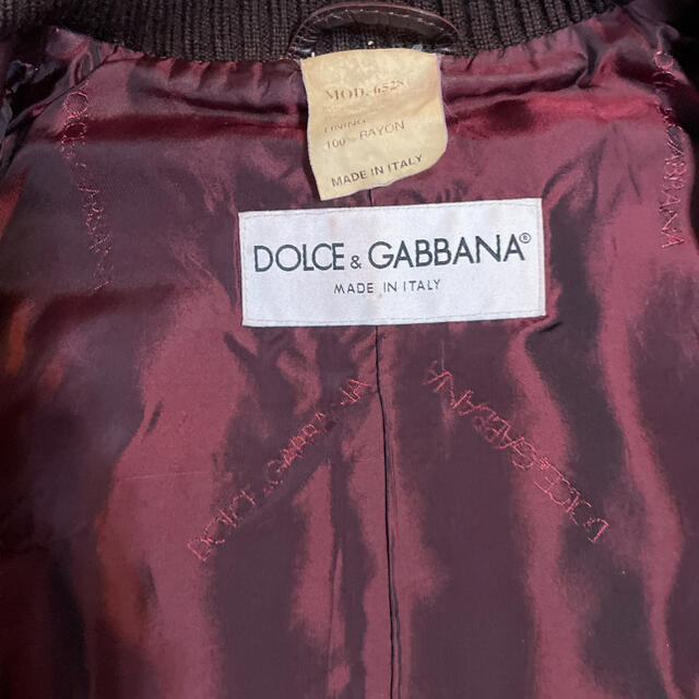 DOLCE&GABBANA(ドルチェアンドガッバーナ)のドルガバ　革ジャン　リブニット袖　ブラウン　ライダースジャケット レディースのジャケット/アウター(ライダースジャケット)の商品写真