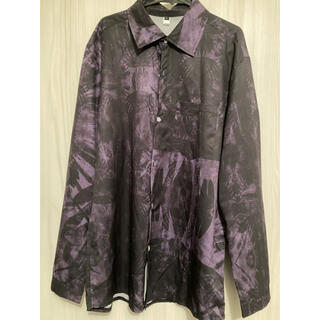 紫 黒 シャツ 春夏秋用 韓国風シャツ ナイロン素材 (シャツ)
