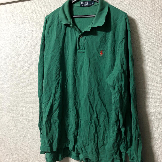 POLO RALPH LAUREN(ポロラルフローレン)のPolo ポロ　ラルフ・ローレン　長袖　グリーン　美品　メンズUSLサイズ メンズのトップス(ポロシャツ)の商品写真