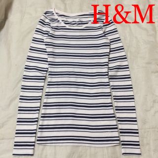 エイチアンドエム(H&M)の１回着☆H&Mストレッチロング丈ボーダーTシャツGAP ZARAユニクロジーユー(Tシャツ(長袖/七分))