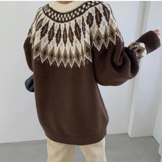 トゥデイフル(TODAYFUL)のwillfully brown nordic longer knit(ニット/セーター)