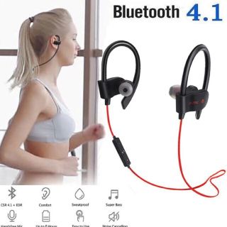 新品未使用品！☆ワイヤレスBluetoothイヤホン☆レッド(ヘッドフォン/イヤフォン)