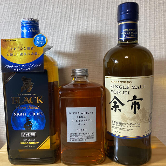 ニッカ ブラックニッカナイトクルーズ1本 フロムザバレル1本 余市1本
