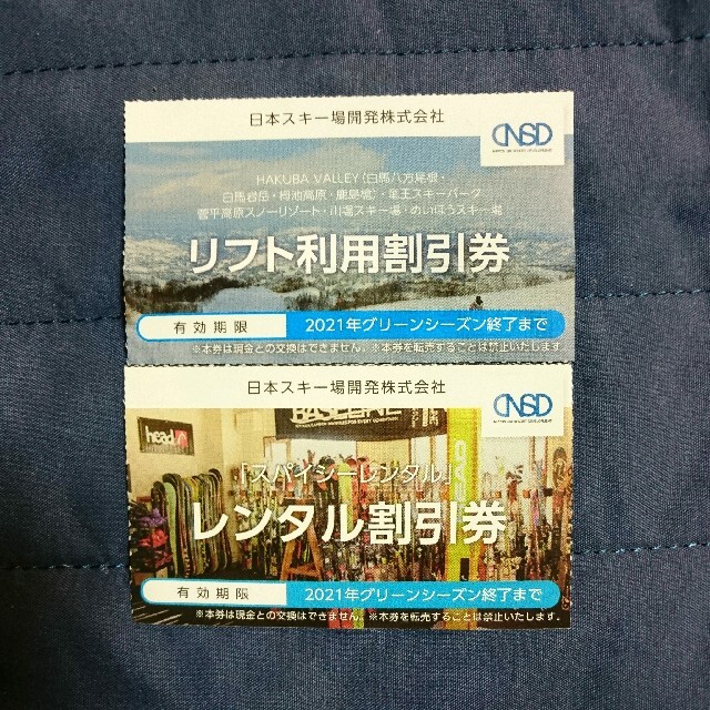 日本駐車場開発株主優待 リフト利用割引券1枚/レンタル割引券1枚 チケットの施設利用券(スキー場)の商品写真
