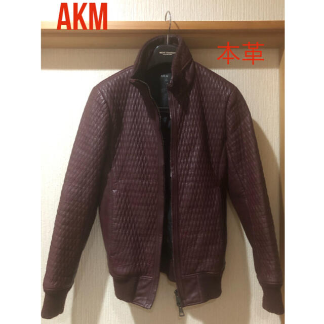 AKM本革ブルゾン、エンジ色