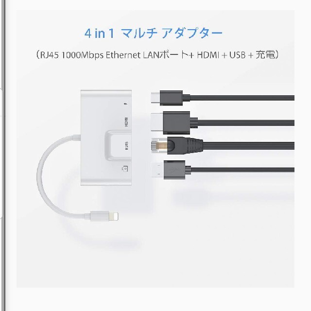 iPhone HDMI/SD/TF/USB 変換アダプタ ライトニング スマホ/家電/カメラのスマホアクセサリー(その他)の商品写真