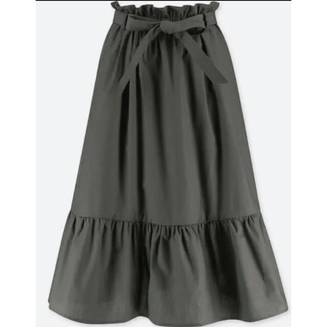 UNIQLO(ユニクロ)のユニクロ　ハイウエスト　リボンフリル　スカート　Mサイズ レディースのスカート(ロングスカート)の商品写真