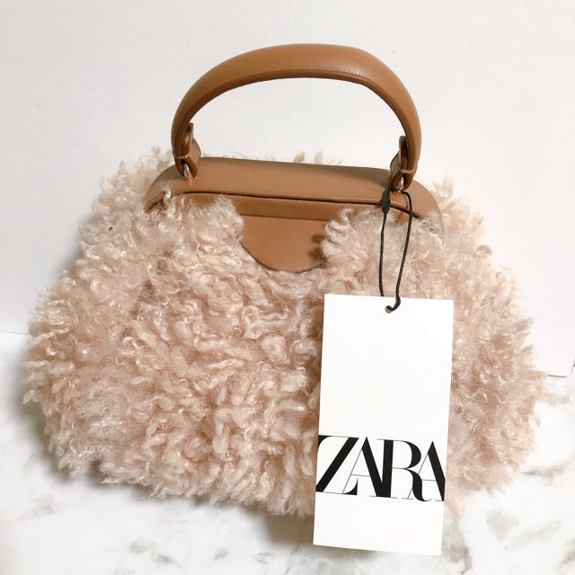 ZARA ファーバッグ ベージュ 通販