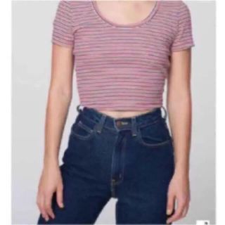 アメリカンアパレル(American Apparel)のamerican apparel ボーダー クロップトップス(Tシャツ(半袖/袖なし))