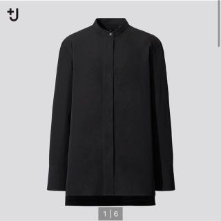 ユニクロ(UNIQLO)の未使用UNIQLO ＋J スーピマコットンスタンドカラーシャツ【black】(シャツ/ブラウス(長袖/七分))