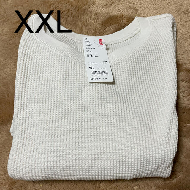 UNIQLO - 新品 ユニクロ ワッフルクルーネックT 7分袖 XXL オフ