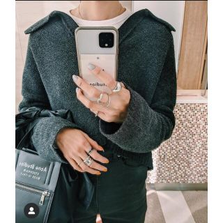 マウジー(moussy)のmoussy即完売♡OPEN COLLAR WOOL SHORT ニット♡グレー(ニット/セーター)