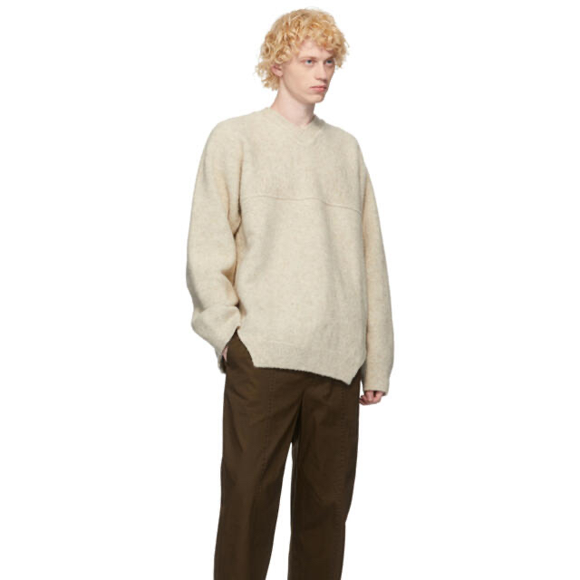 Jil Sander - ジルサンダー ウールVネックセーター オフホワイトの通販
