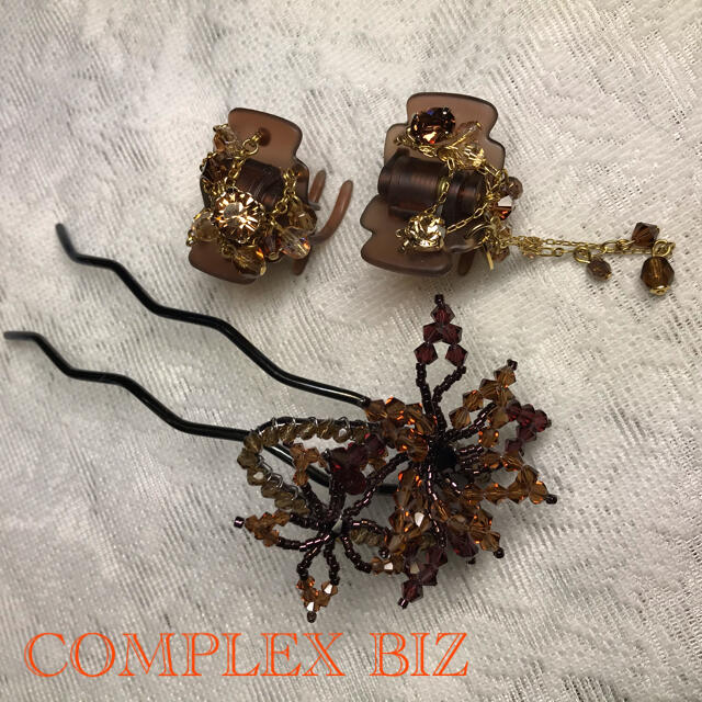 Complex Biz(コンプレックスビズ)のコンプレックス ビズ スティック&クリップ ブラウン レディースのヘアアクセサリー(バレッタ/ヘアクリップ)の商品写真