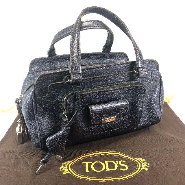 TOD【美品】トッズ レザー 鍵付ハンドバッグ ダークブルー