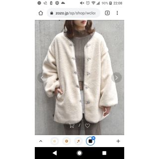 ダブルクローゼット(w closet)のwcloset ダブルクローゼット チャイナボタン ボアブルゾン(ブルゾン)