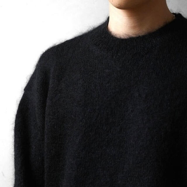 COMOLI(コモリ)の【送料込】AURALEE KID MOHAIR KNIT P/O　ブラック　4 メンズのトップス(ニット/セーター)の商品写真