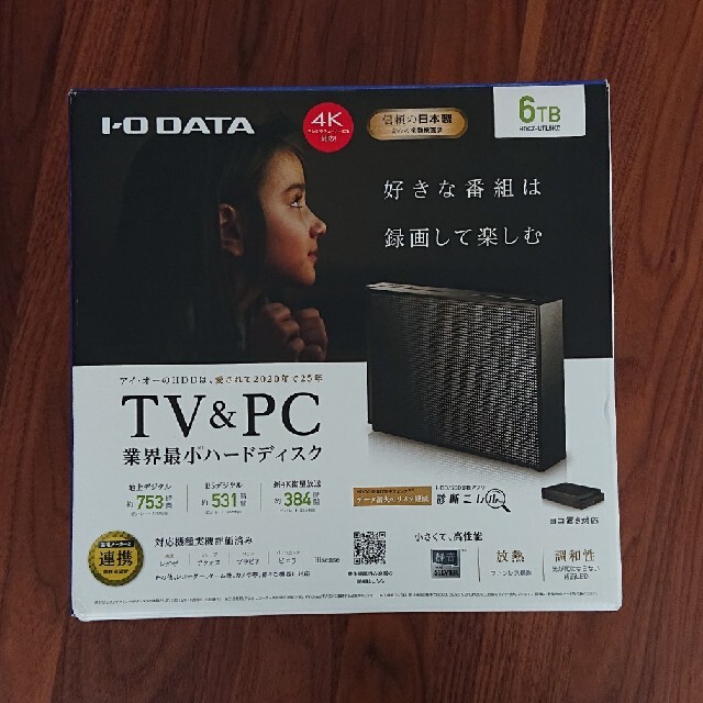 IODATA(アイオーデータ)のIO-DATA 外付けHDD 6TB HDCZ-UTL6K/E スマホ/家電/カメラのPC/タブレット(PC周辺機器)の商品写真