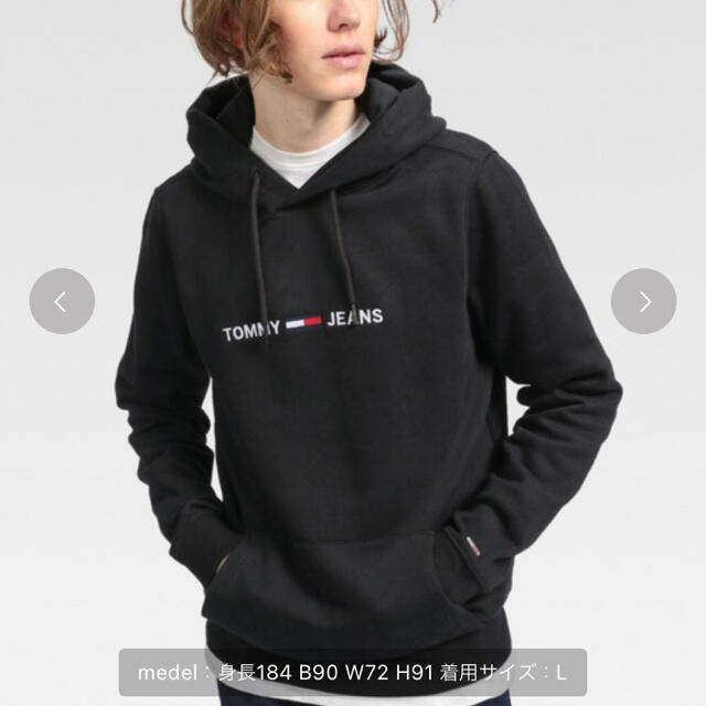 TOMMY(トミー)の新品　tommy jeans ロゴパーカー　メンズM ブラック メンズのトップス(パーカー)の商品写真