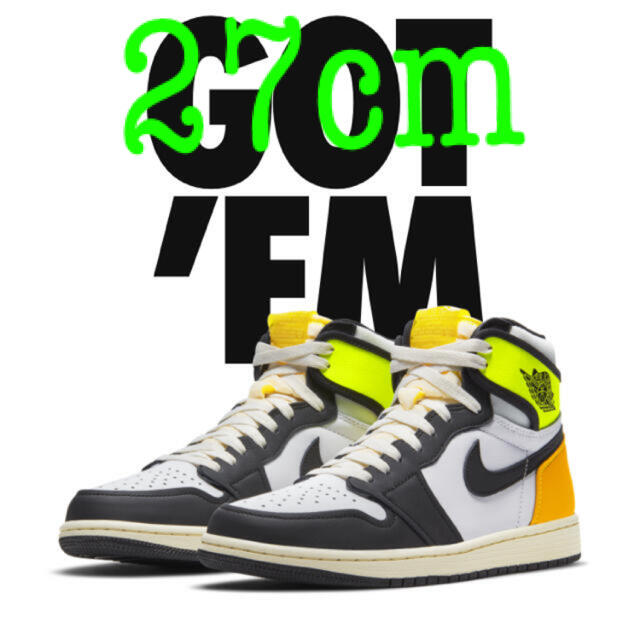 NIKE(ナイキ)の27 NIKE AIR JORDAN 1 HIGH OG VOLT GOLD  メンズの靴/シューズ(スニーカー)の商品写真