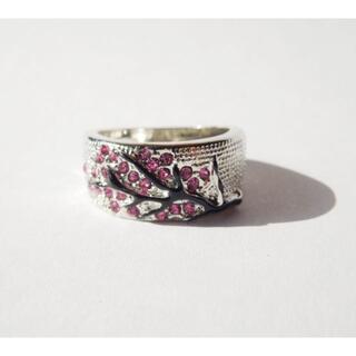 梅の木　桜の木　リング　指輪　ピンク　シルバー925刻印あり(リング(指輪))