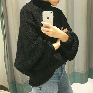 エイチアンドエム(H&M)のH＆M チャンキーニット ブラック Lサイズ オーバーサイズ ★ ungrid(ニット/セーター)