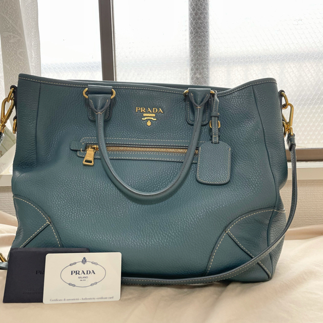 PRADA レザー 2way ショルダートートバッグ 牛革