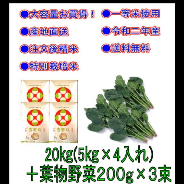 おまけ付き!令和二年産 山形県産 雪若丸 20kg(特別栽培米) - 米 ...