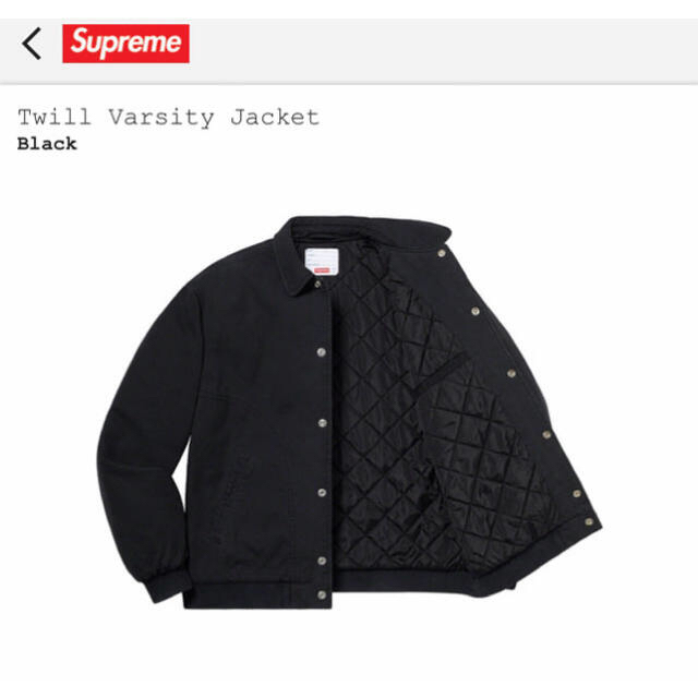 新品未使用 Supreme Twill Varsity Jacket 黒 M