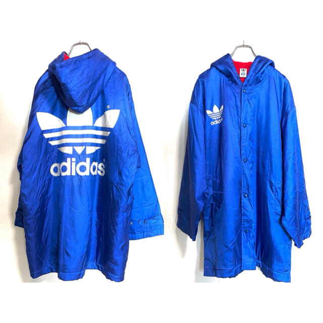 adidas(アディダス)の90s adidas ベンチコート トレフォイル デサント ビッグロゴ L メンズのジャケット/アウター(ナイロンジャケット)の商品写真