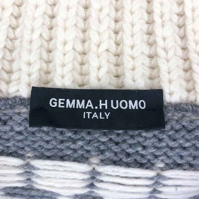 GEMMA-HUOMO メンズ ジャガード編み ジップアップ パーカー