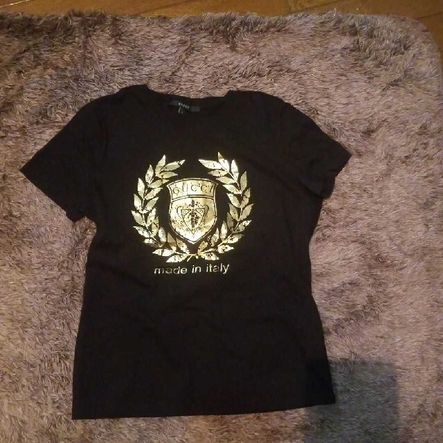 最低価格の Gucci - ブラック ゴールドロゴ×黒 カットソー Tシャツ グッチ Tシャツ(半袖+袖なし)