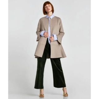 ザラ(ZARA)のZARA  ノーカラーフリルコート(ロングコート)