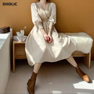 ディーホリック(dholic)のDHOLIC ニットコントラストワンピース ZARA mystic 韓国(ロングワンピース/マキシワンピース)