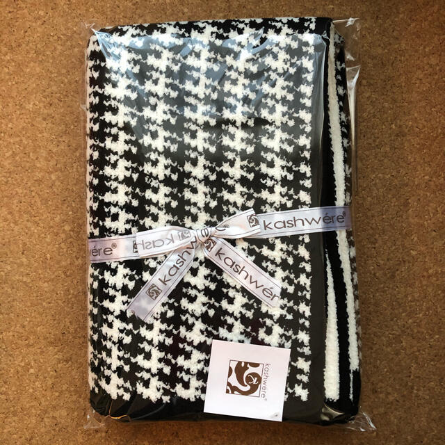 カシウエア 千鳥格子 ブラック クリーム ハーフブランケット カシウエア 千鳥格子 ブラック クリーム ハーフブランケット