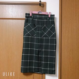 🌼sale🌼 ベルト付き ラインチェック柄 タイトスカート(ひざ丈スカート)