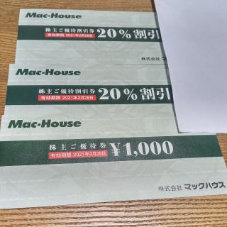 マックハウス(Mac-House)のマックハウス　株主優待券(ショッピング)