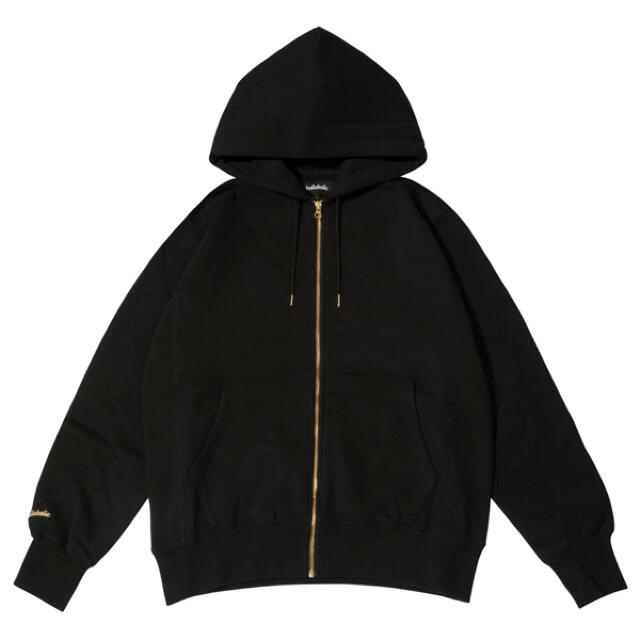 【美品】LOGO Full Zip Hoodie (black) Lトップス