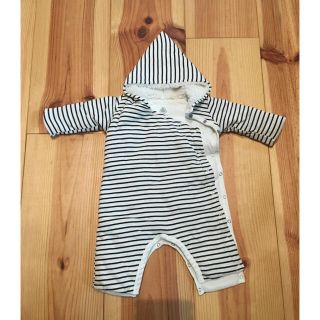 プチバトー(PETIT BATEAU)のプチバトー フード付きアウター カバーオール ボーダー 3m 60cm(カバーオール)