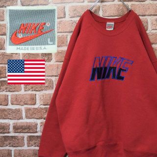 ナイキ(NIKE)の《ナイキ》90s　銀タグ　USA製　レッド　スウェット　ビッグロゴ　Lサイズ(スウェット)