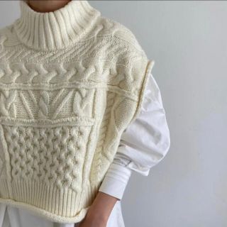 トゥデイフル(TODAYFUL)のwillfully high neck cable knit vest(ニット/セーター)