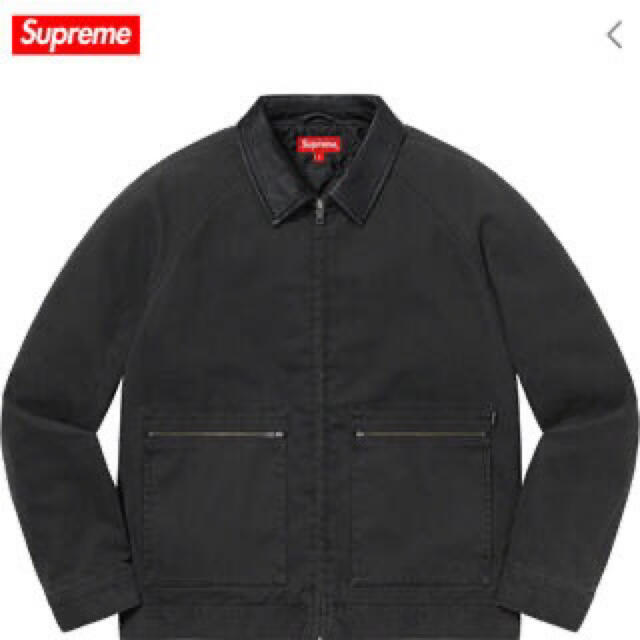 Supreme leather collar work jacket-