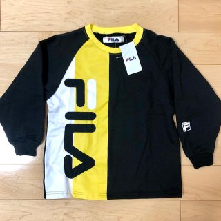 フィラ(FILA)のフィラ FILA 裏起毛トレーナー 黒×黄 130cm ☆新品未使用(Tシャツ/カットソー)