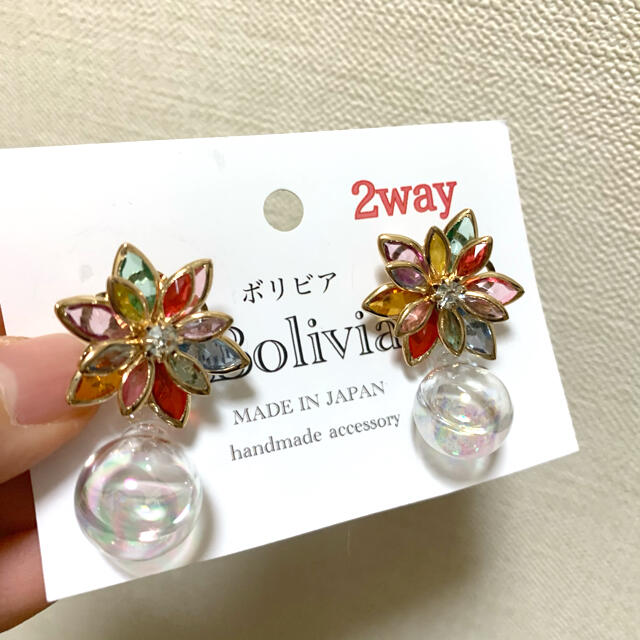 ピアス　フラワー　2way  ハンドメイドのアクセサリー(ピアス)の商品写真