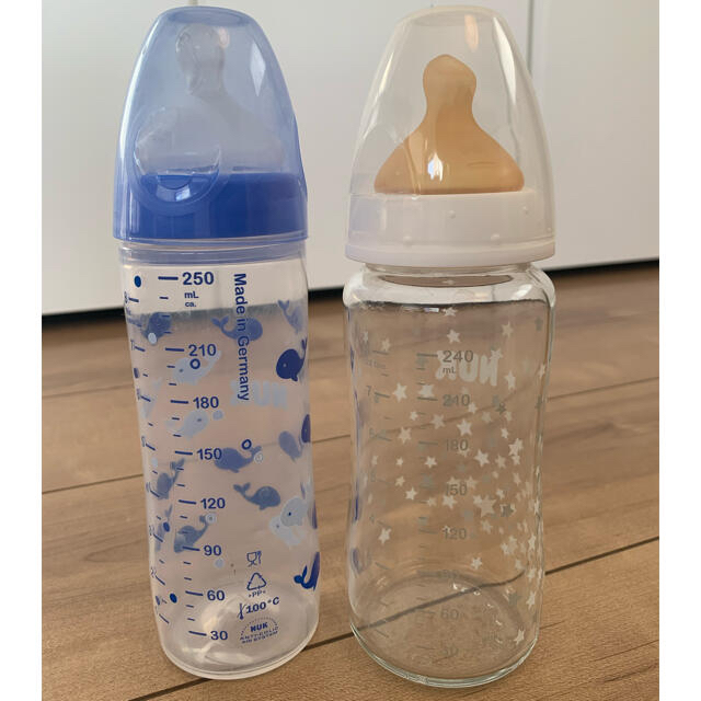 NUK 哺乳瓶　ビンとプラスチック 2本 キッズ/ベビー/マタニティの授乳/お食事用品(哺乳ビン)の商品写真